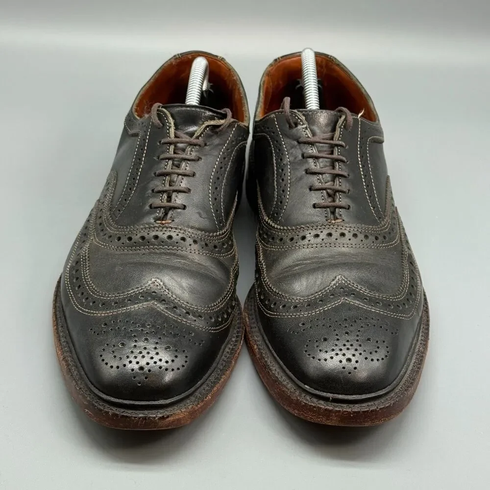 Allen Edmonds Macneil Mens 10 Black Leather Dress Shoes Lace-Up Block Heel